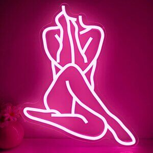 Lady Pink Neon Sign Dimmable Lady Neon Led Sign Wall Decor Light B-sitting Woman